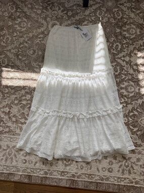 Princess Polly Lace Tiered Maxi Skirt - Women's White Skirt